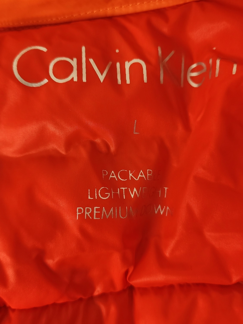 Calvin Klein Women Orange Lightweight Packable Puffer Jacket Size Large - Picture 4 of 9